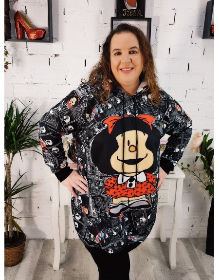 Vestido sudadera Mafalda comic | Tres XL Vestido sudadera Mafalda comic | Tres XL